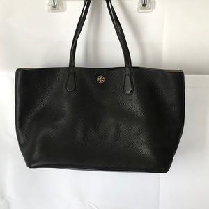 Authentic Tory Burch Black Leather Tote